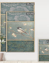Farmhouse Triptych of Blue Ornaments And Chickadee - Farmhouse Gallery-wrapped Canvas