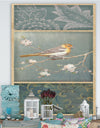 Farmhouse Triptych of Blue Ornaments And Oriole - Farmhouse Canvas Artwork