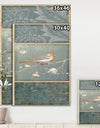 Farmhouse Triptych of Blue Ornaments And Oriole - Farmhouse Canvas Artwork