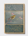Farmhouse Triptych of Blue Ornaments And Chickadee Goldfinch - Farmhouse Gallery-wrapped Canvas