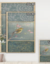 Farmhouse Triptych of Blue Ornaments And Chickadee Goldfinch - Farmhouse Gallery-wrapped Canvas