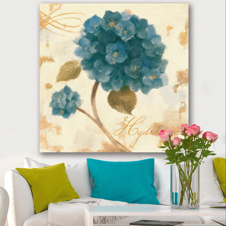 Blue Cottage Flower Hydrangea II - Farmhouse Premium Canvas Wall Art