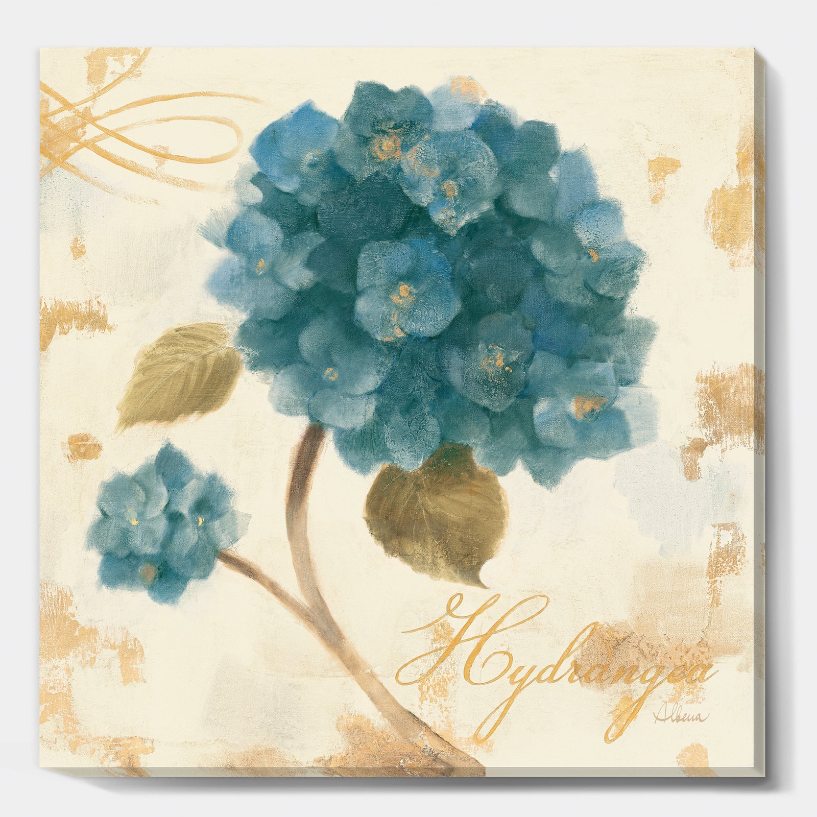 Blue Cottage Flower Hydrangea II - Farmhouse Premium Canvas Wall Art