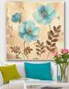 Blue Poppies Cottage Flowers II - Farmhouse Canvas Artwork