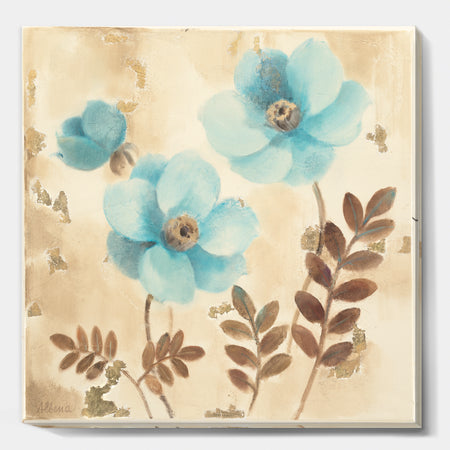 Blue Poppies Cottage Flowers II - Farmhouse Canvas Artwork