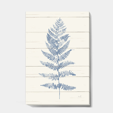 Blue Fern Print on wood II - Cabin & Lodge Canvas Artwork