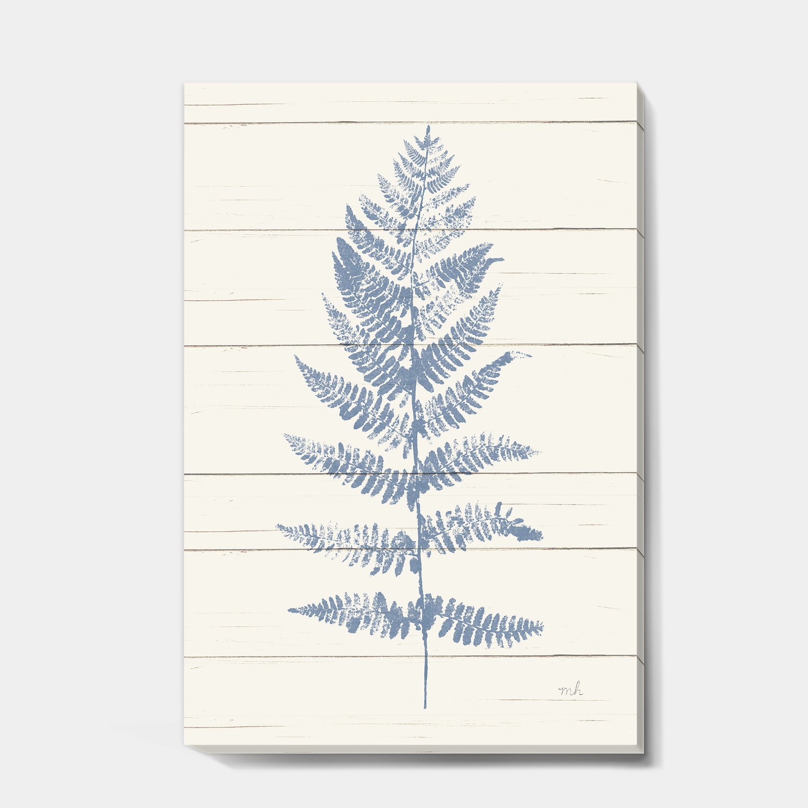 Blue Fern Print on wood II - Cabin & Lodge Canvas Artwork