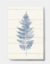Blue Fern Print on wood I - Cabin & Lodge Canvas Art