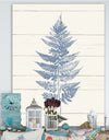Blue Fern Print on wood I - Cabin & Lodge Canvas Art