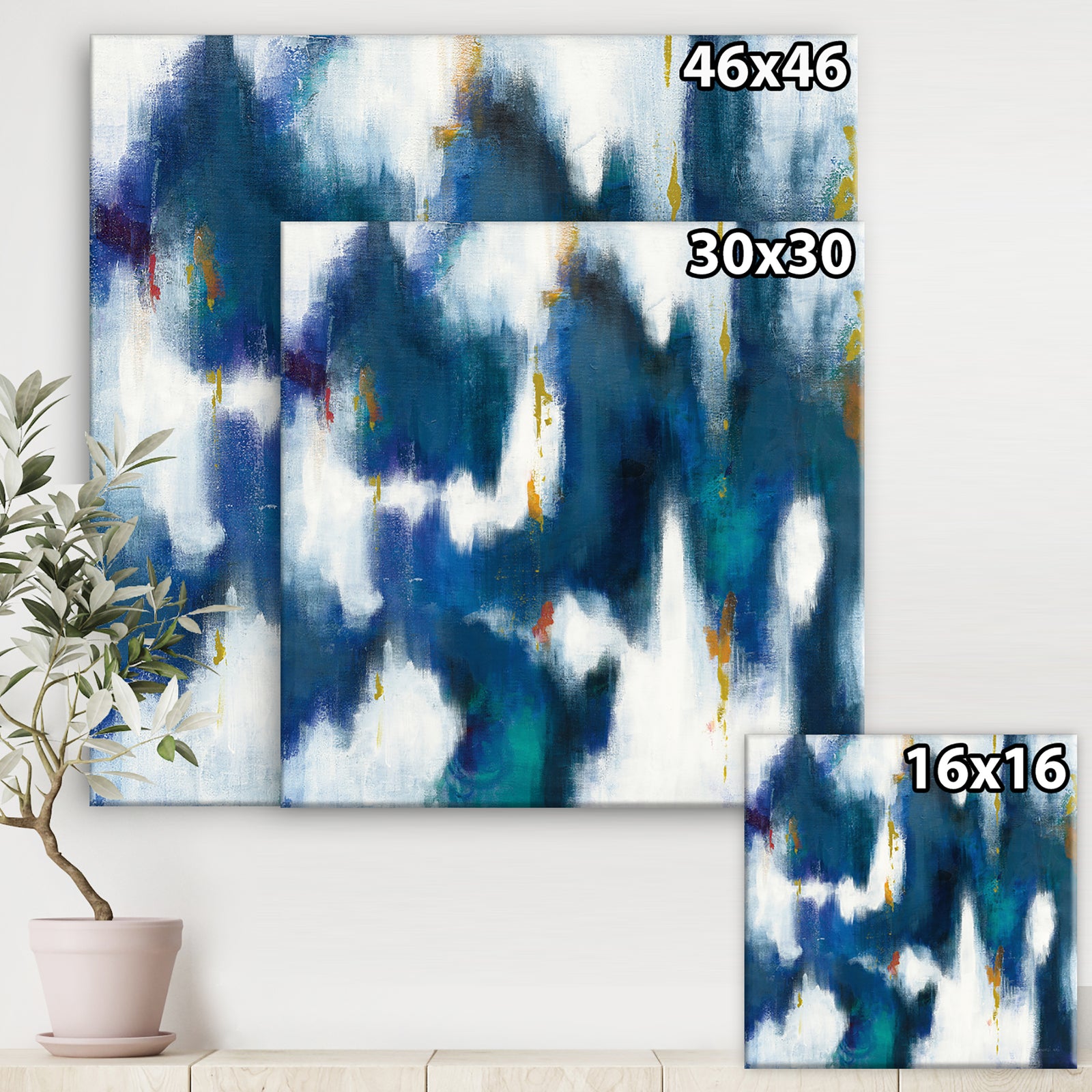 Blue Glam Texture II - Contemporary Canvas Art