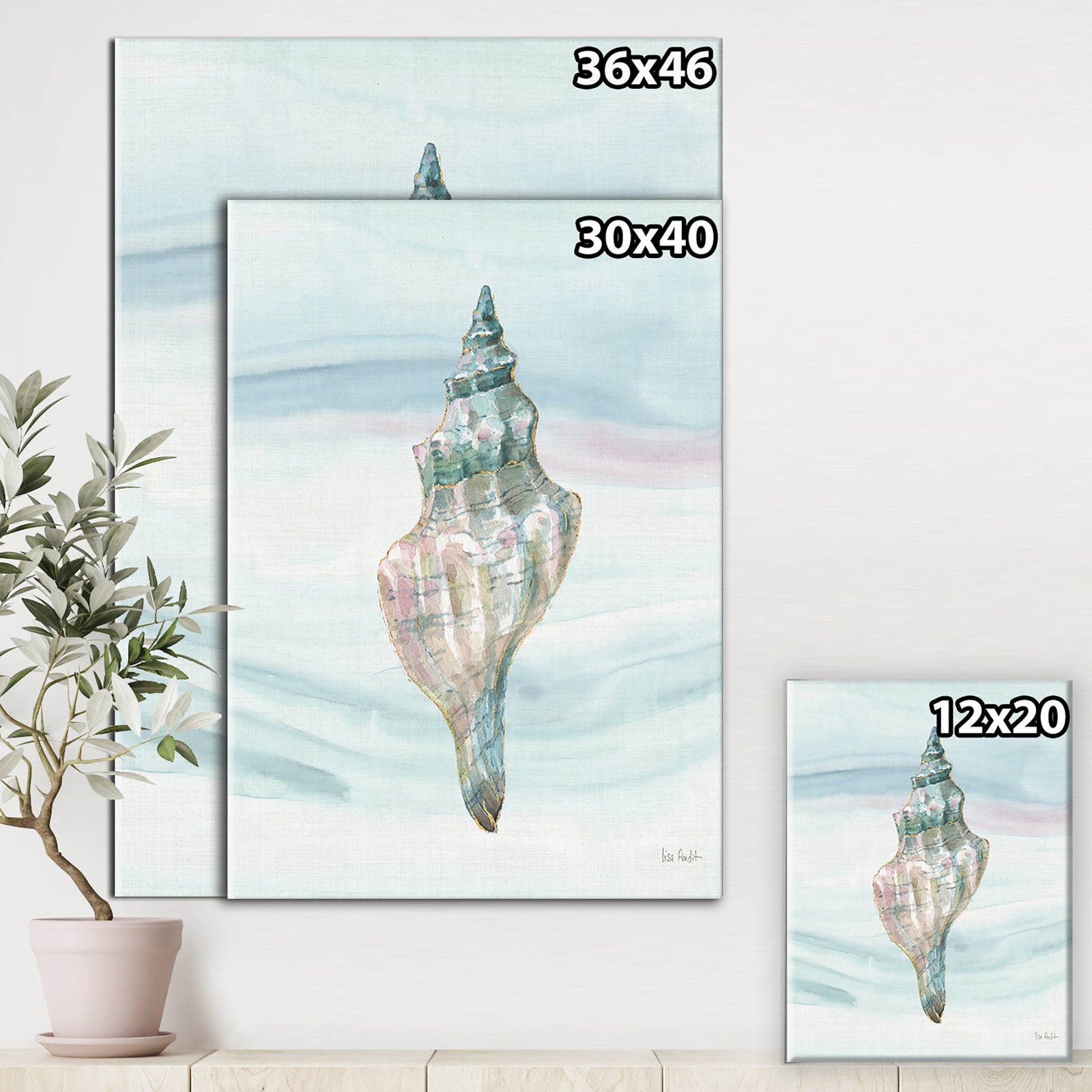 Ocean Metallic Conch - Lake House Canvas Artwork