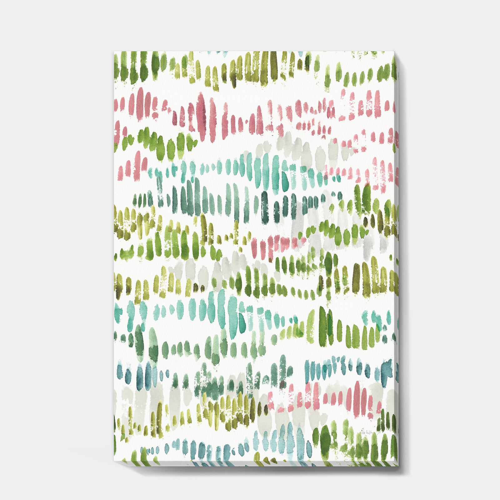 Mixed Green Geometric Pattern II - Transitional Canvas Artwork