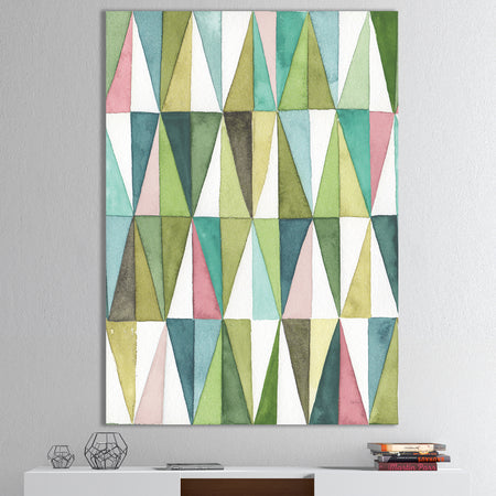 Mixed Green Geometric Pattern II - Transitional Canvas Art
