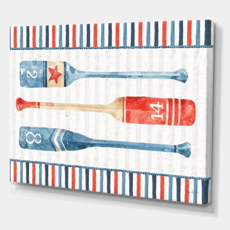 Watercolor Nautical paddles - Nautical & Coastal Canvas Artwork