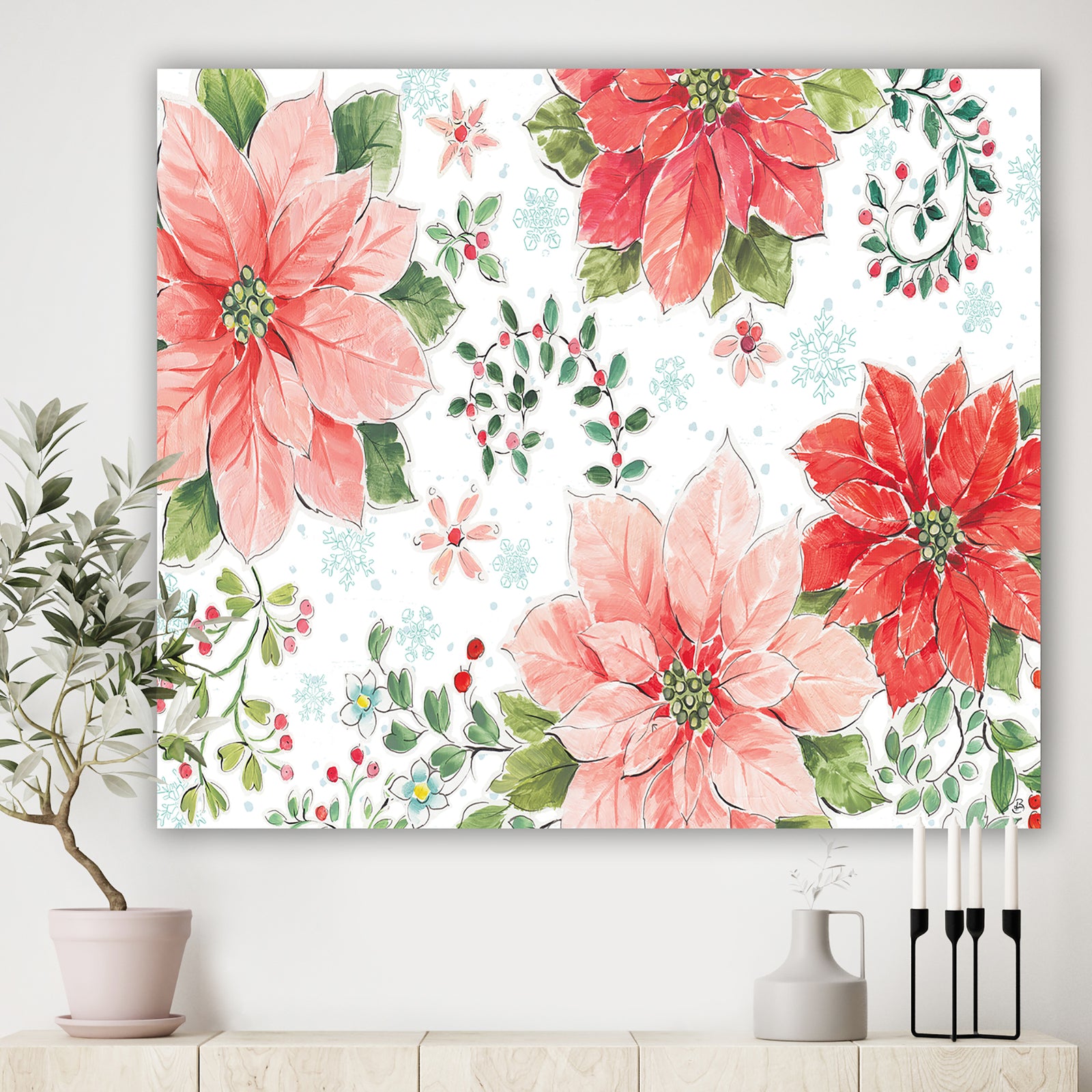Country Flower snowflakes I - Farmhouse Canvas Artwork
