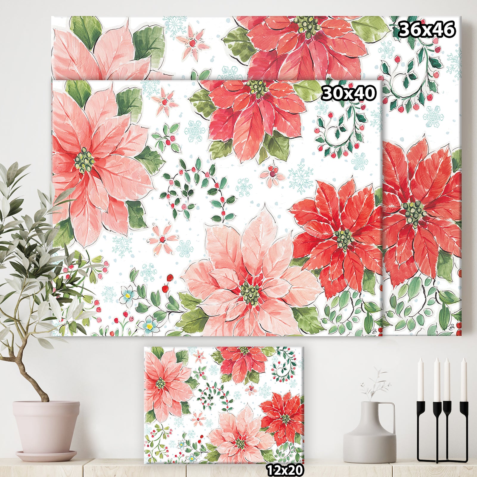 Country Flower snowflakes I - Farmhouse Canvas Artwork