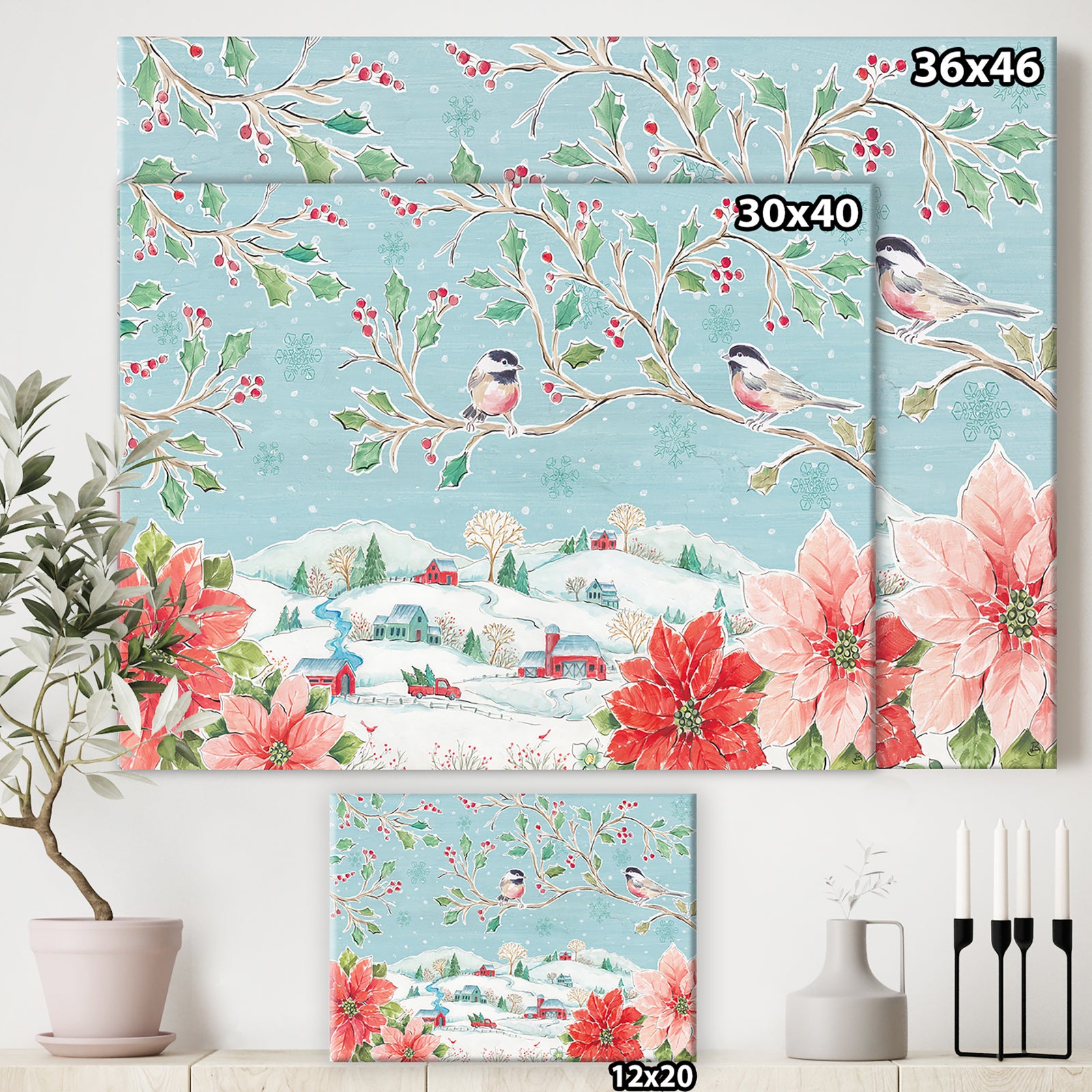 Country Flower snowflakes II - Farmhouse Canvas Art