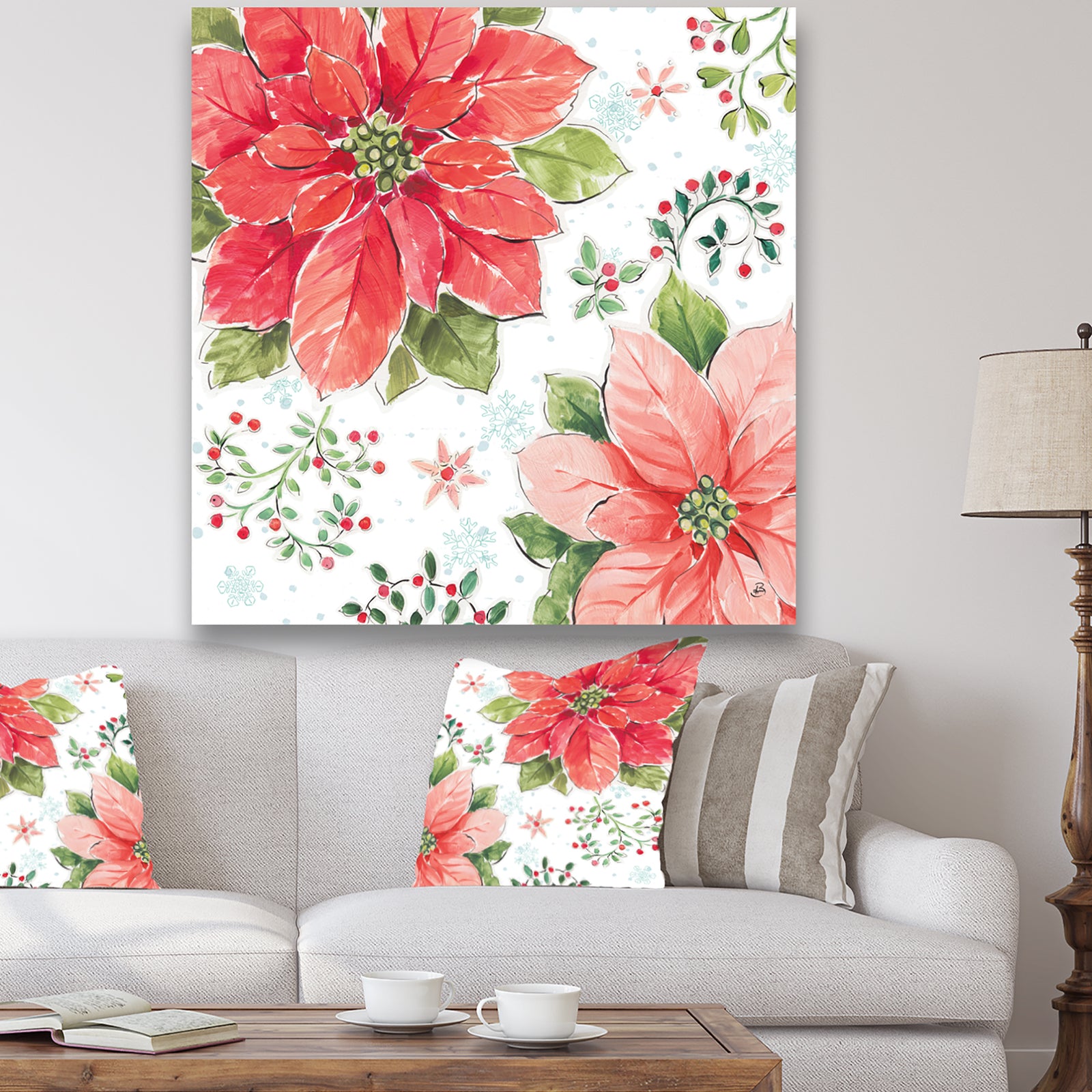 Country Flower snowflakes III - Farmhouse Premium Canvas Wall Art