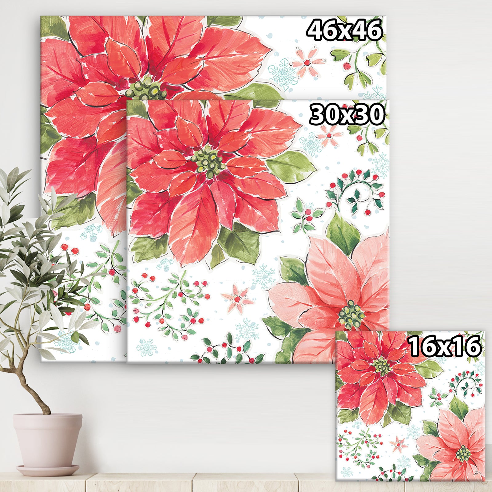 Country Flower snowflakes III - Farmhouse Premium Canvas Wall Art
