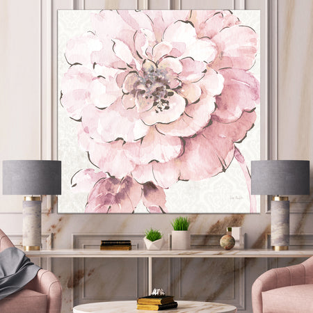 Indigold Shabby Peonies Pink - Farmhouse Gallery-wrapped Canvas