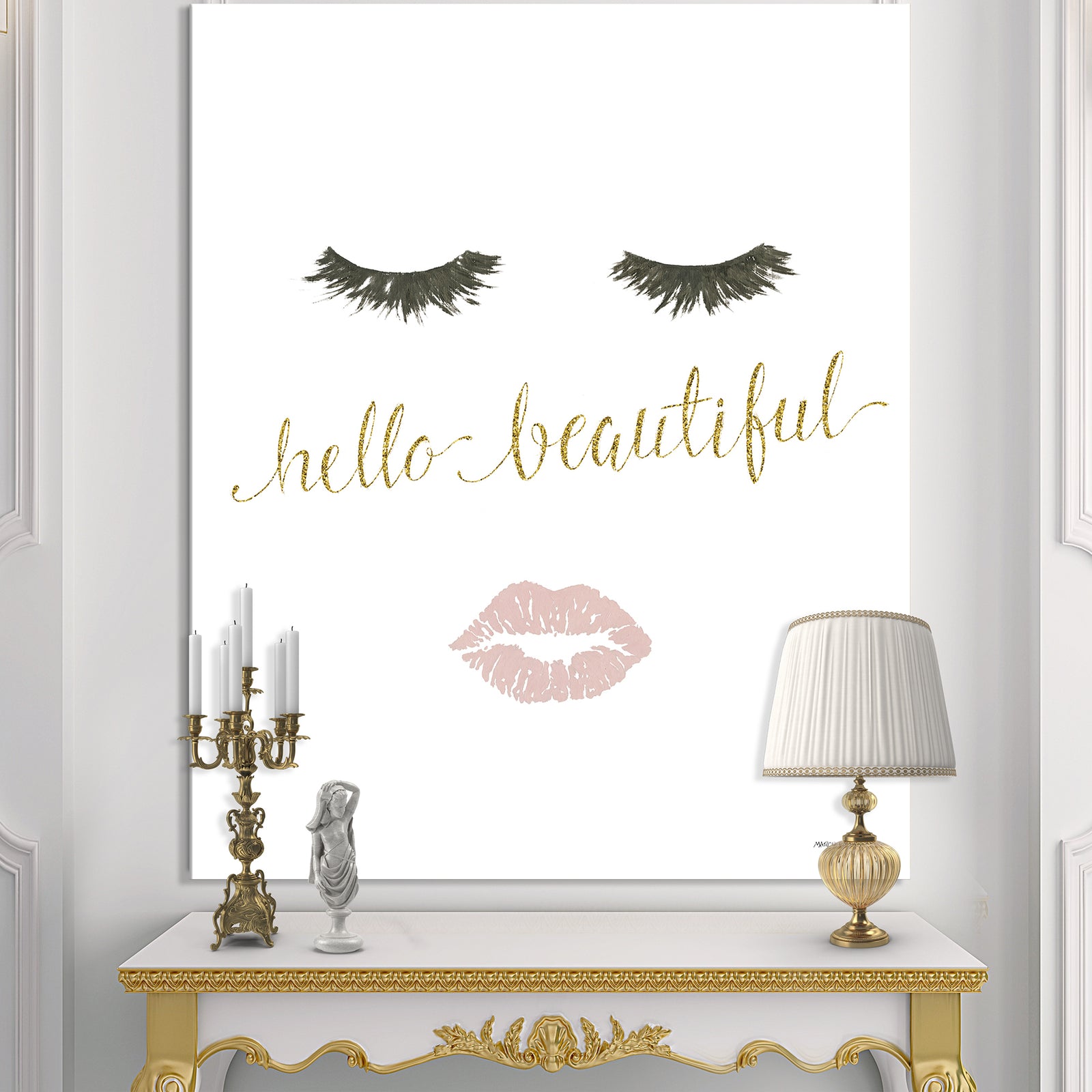 Silver Orchid 'fashion Glam Lips on Gold I - Posh & Luxe Canvas Artwork