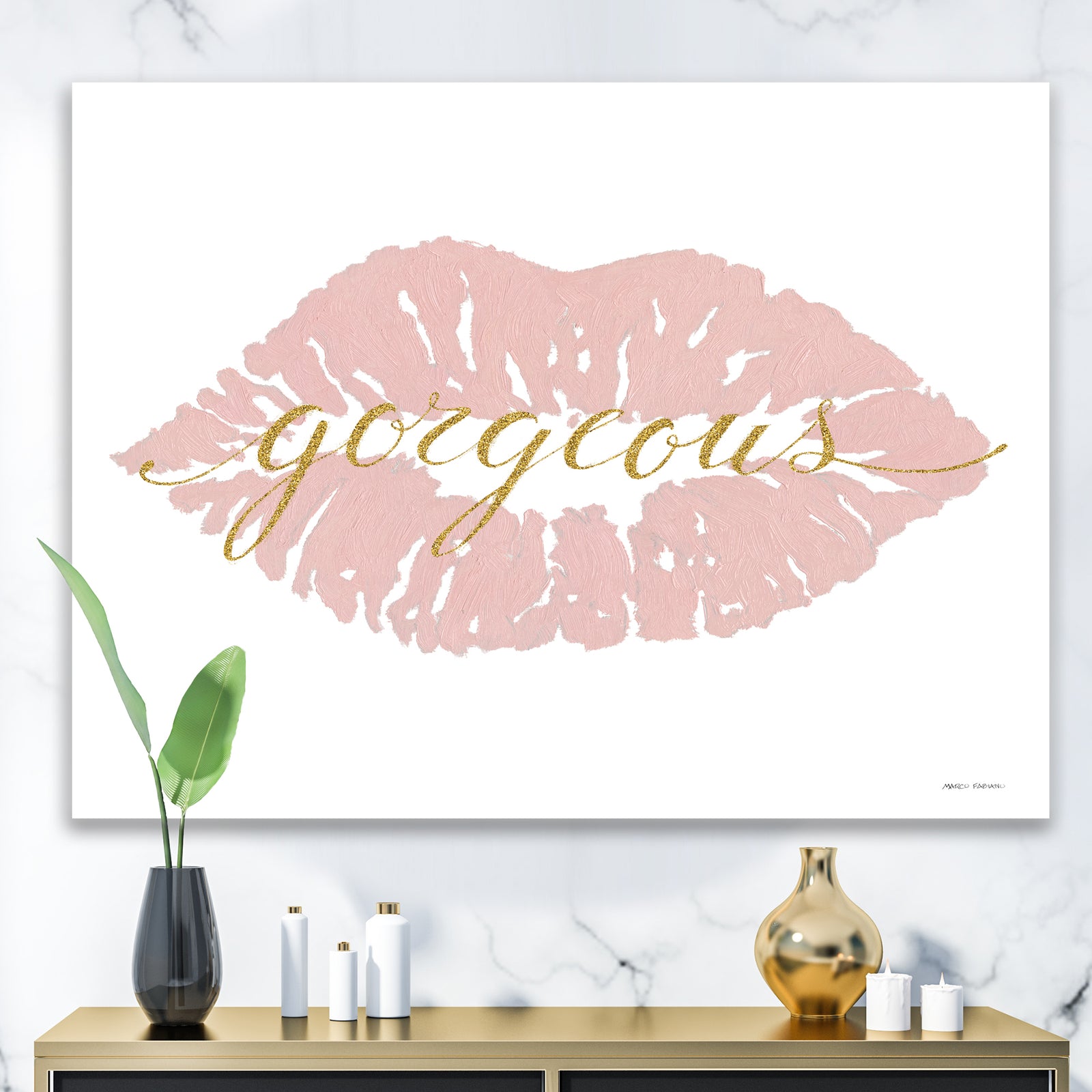 fashion Glam Lips on Gold II - Posh & Luxe Canvas Art