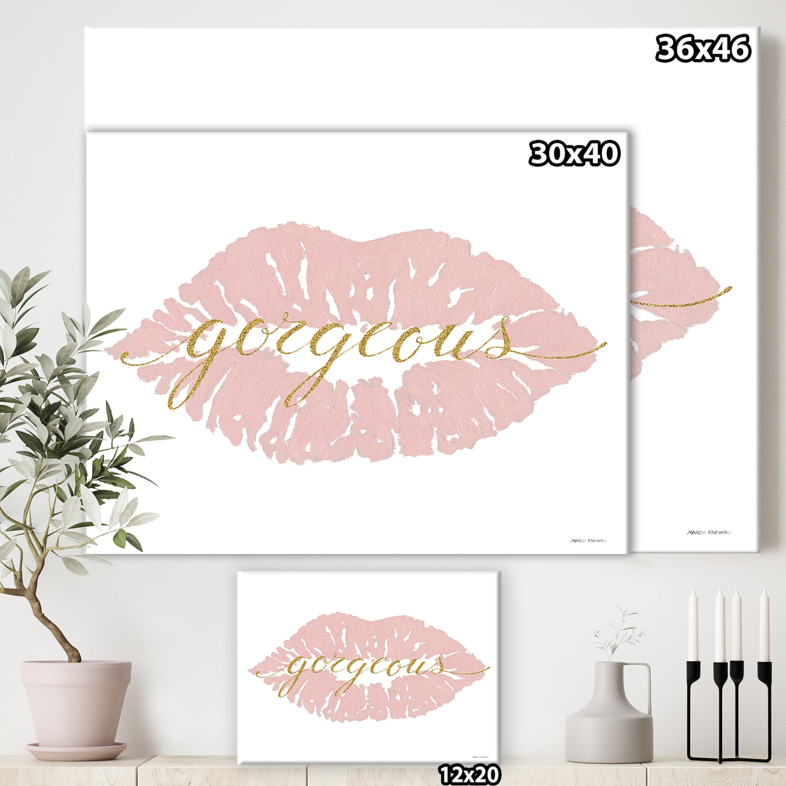 fashion Glam Lips on Gold II - Posh & Luxe Canvas Art