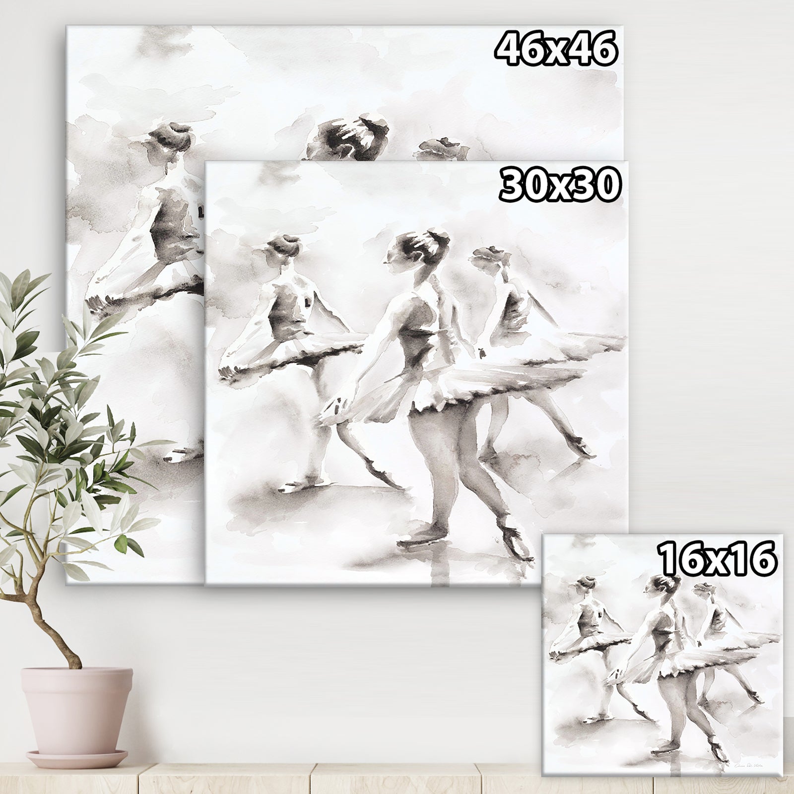 watercolors Ballerinas Dance I - French Country Canvas Artwork