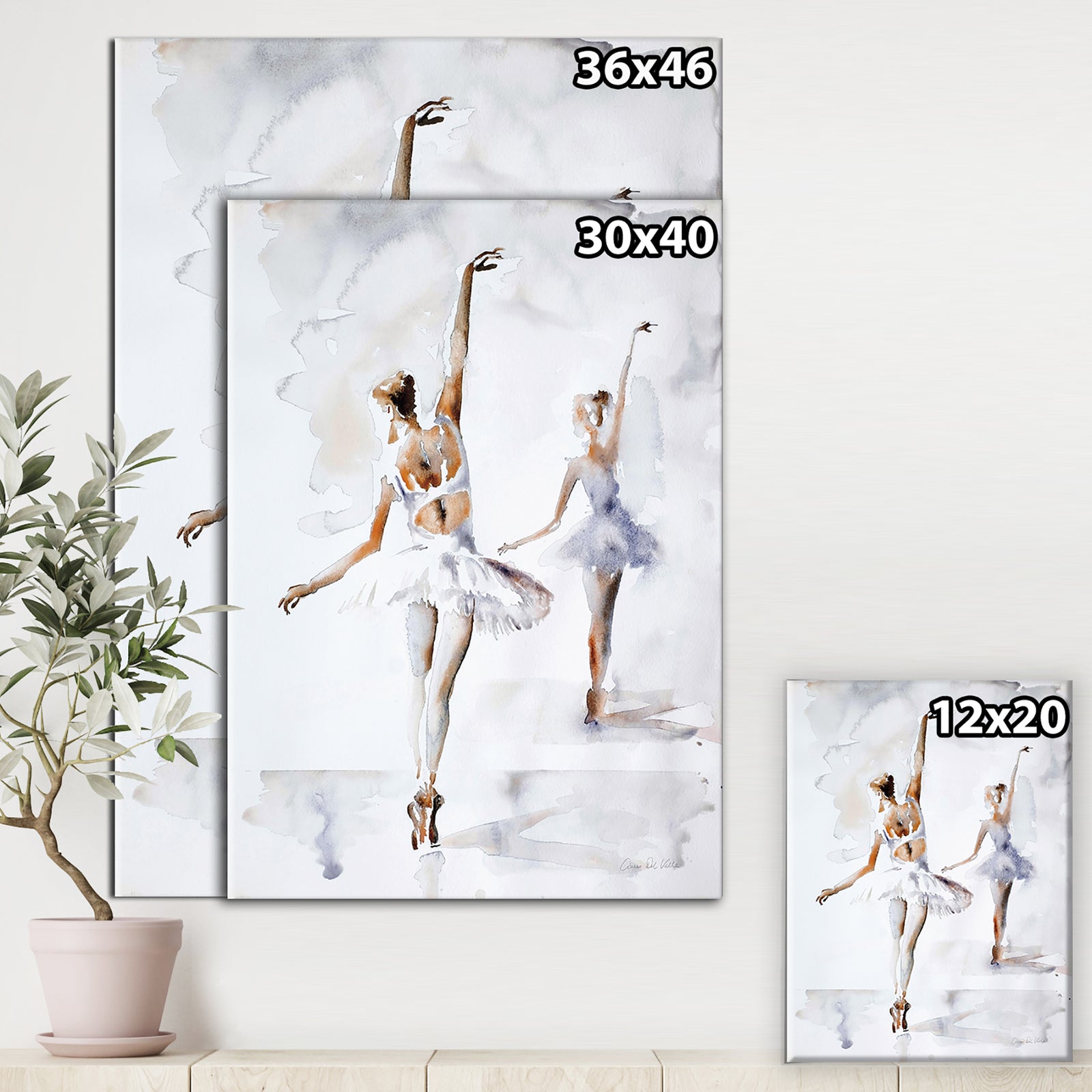 watercolors Ballerinas Dance II - French Country Canvas Art