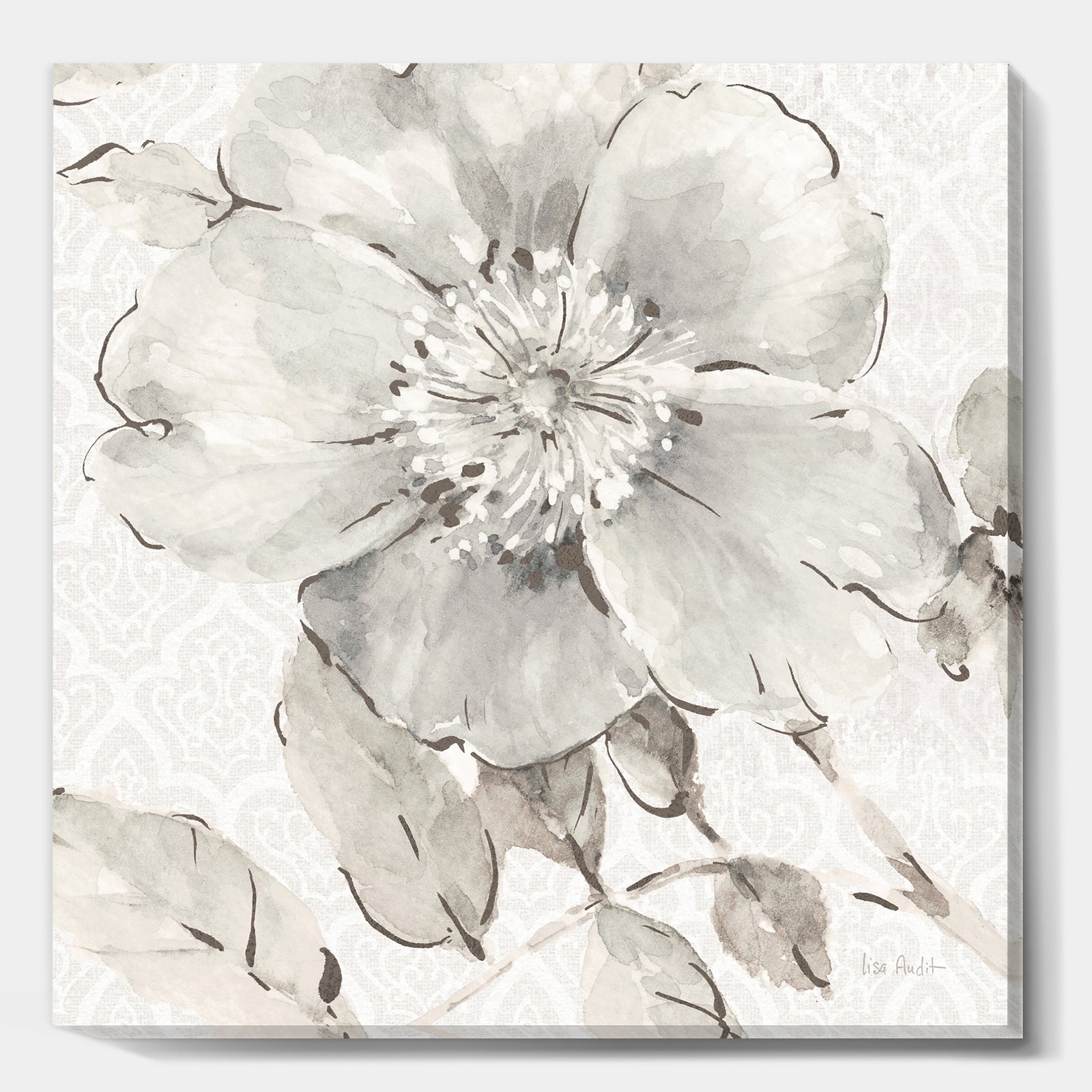 Indigold Grey Peonies II - Farmhouse Gallery-wrapped Canvas
