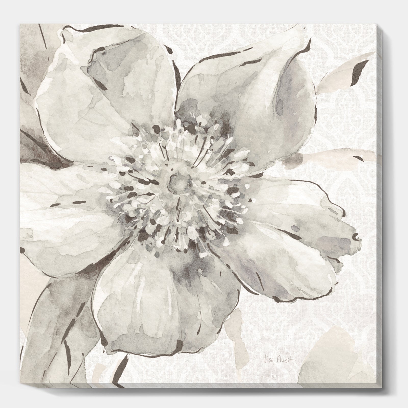 Silver Orchid 'Indigold Grey Peonies III - Farmhouse Canvas Artwork