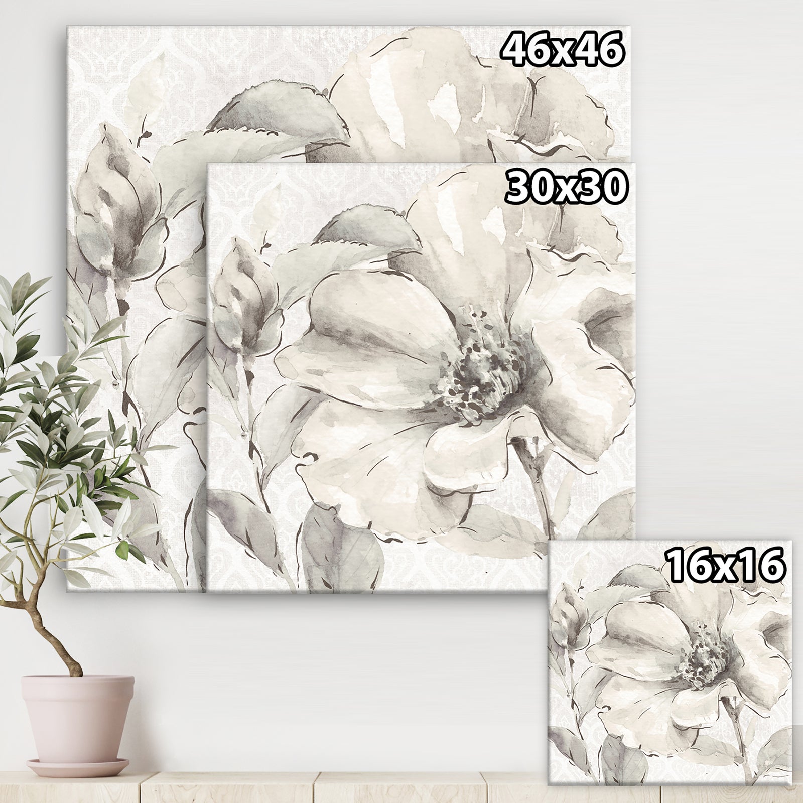 Silver Orchid 'Indigold Grey Peonies IV - Farmhouse Canvas Art