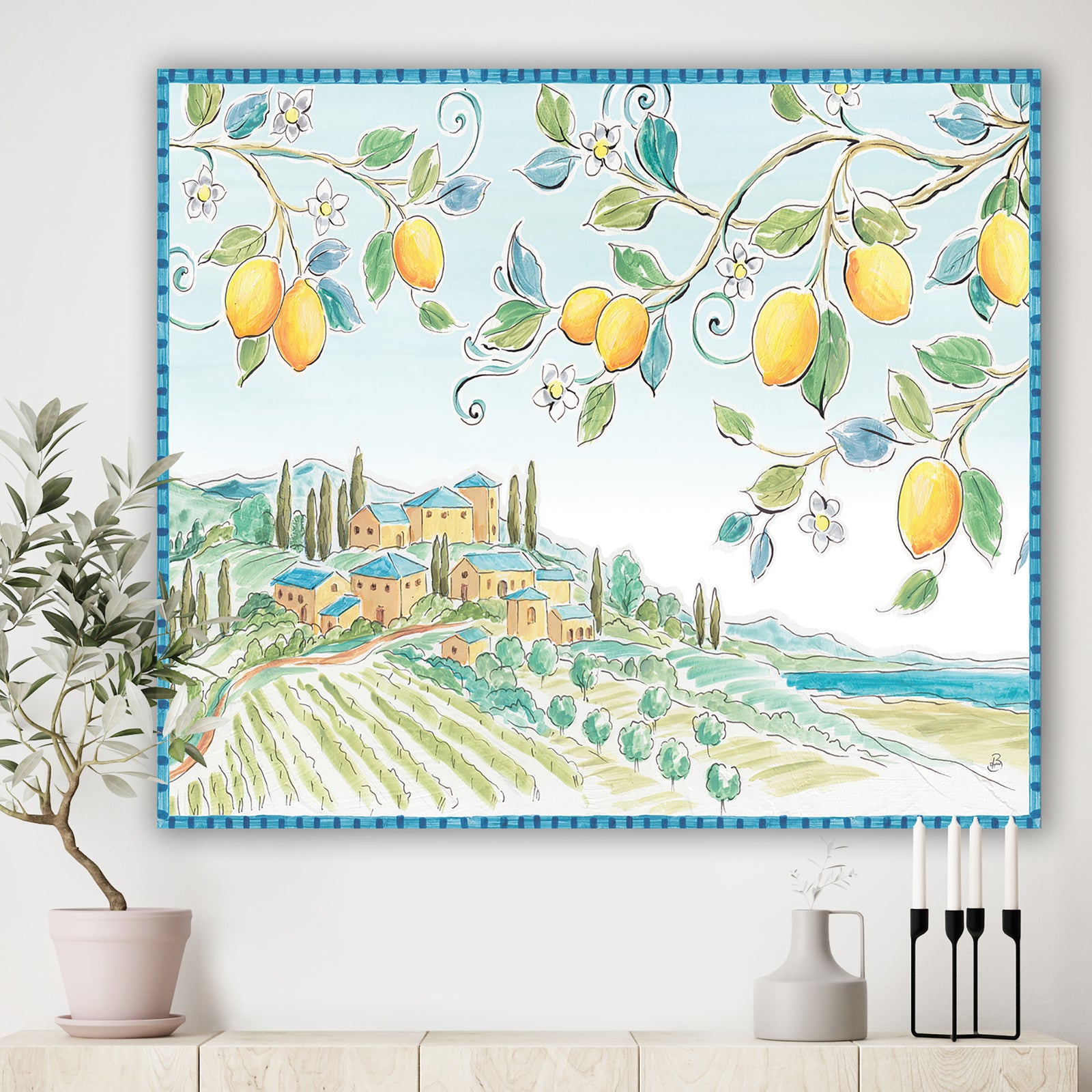Mediterranean Village Field I - Traditional Gallery-wrapped Canvas