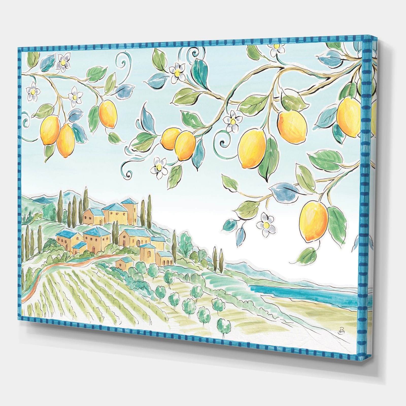 Mediterranean Village Field I - Traditional Gallery-wrapped Canvas
