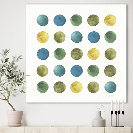 Green Tones Geometric Circles - Mid-Century Modern Canvas Artwork