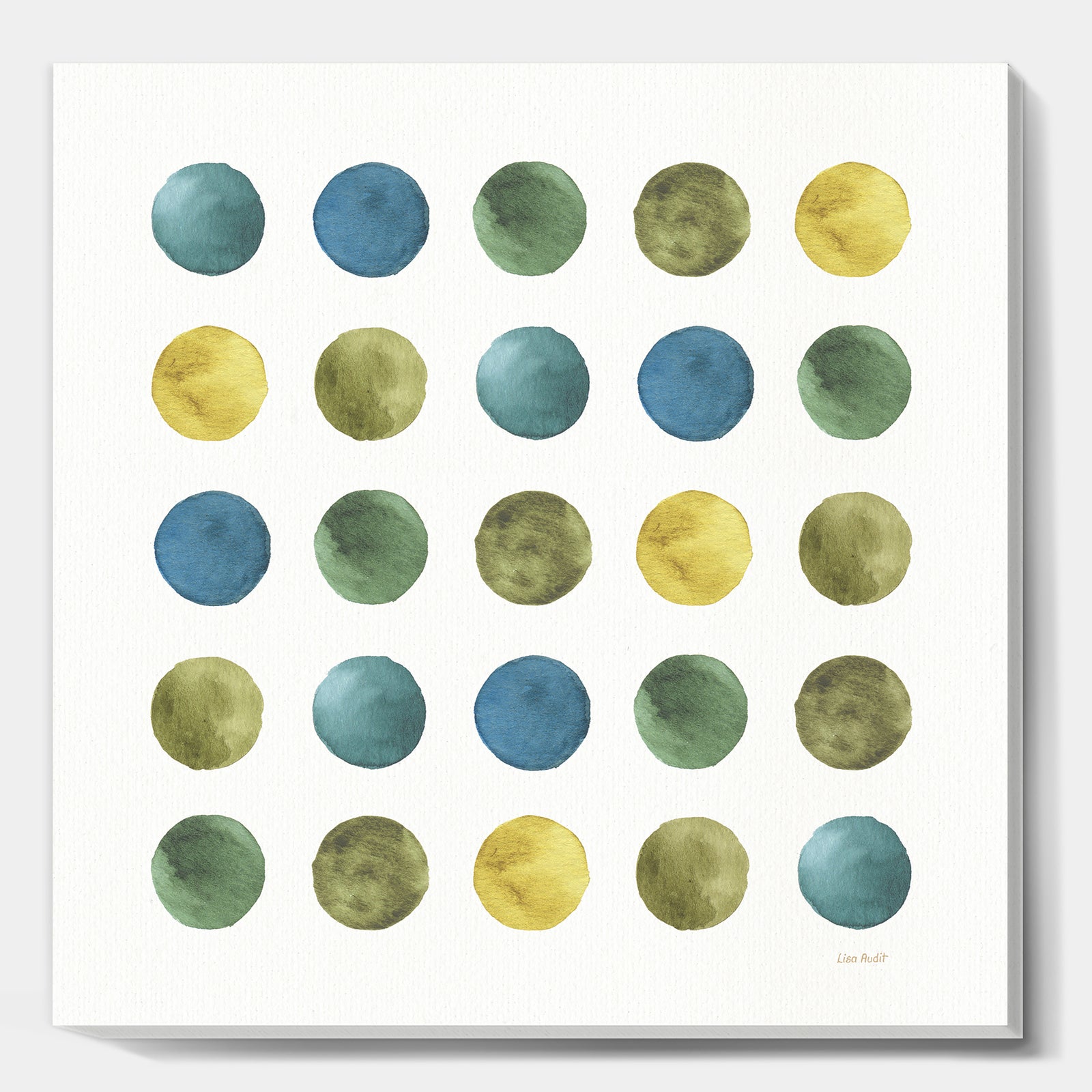 Green Tones Geometric Circles - Mid-Century Modern Canvas Artwork