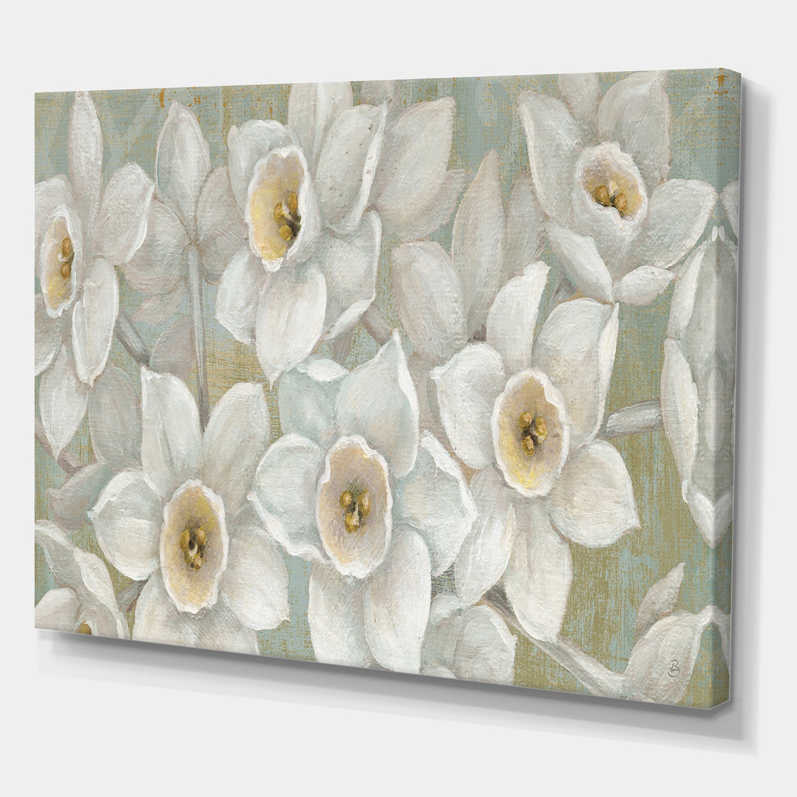 Pure Pastel White flowers - Farmhouse Canvas Art