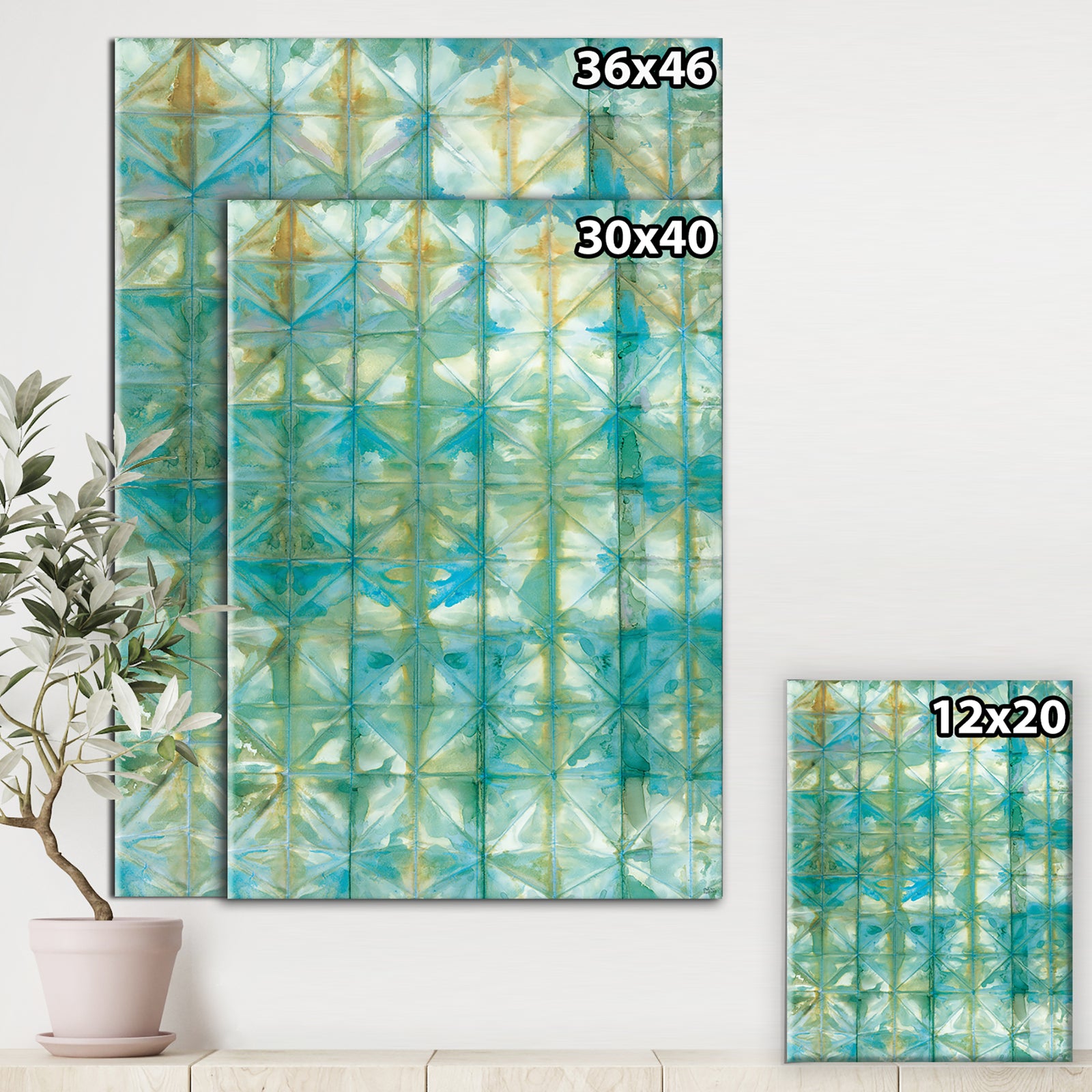 Blue diamonds minimal geometric I - Transitional Gallery-wrapped Canvas