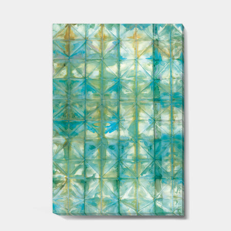 Blue diamonds minimal geometric I - Transitional Gallery-wrapped Canvas
