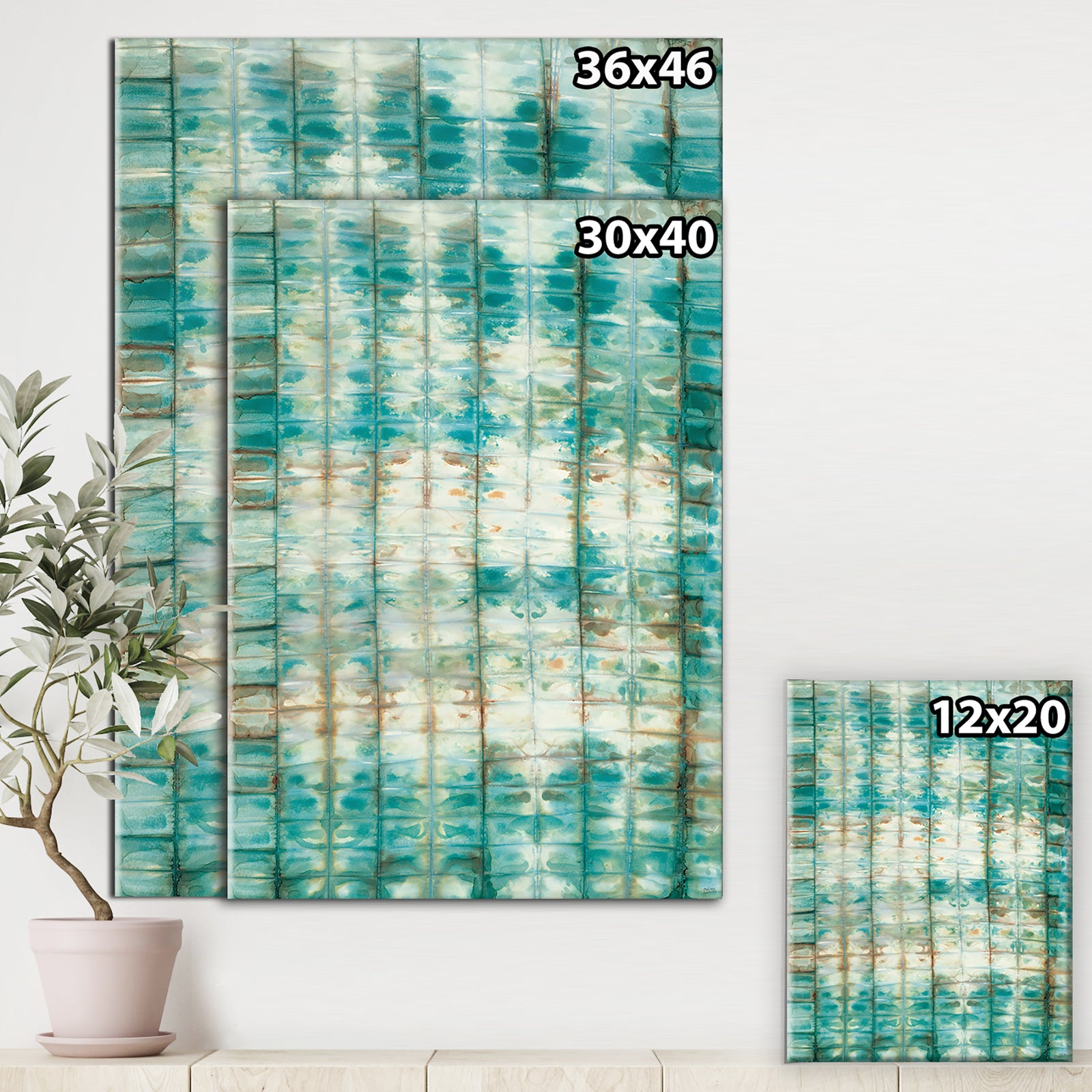 Blue diamonds minimal geometric II - Transitional Canvas Artwork
