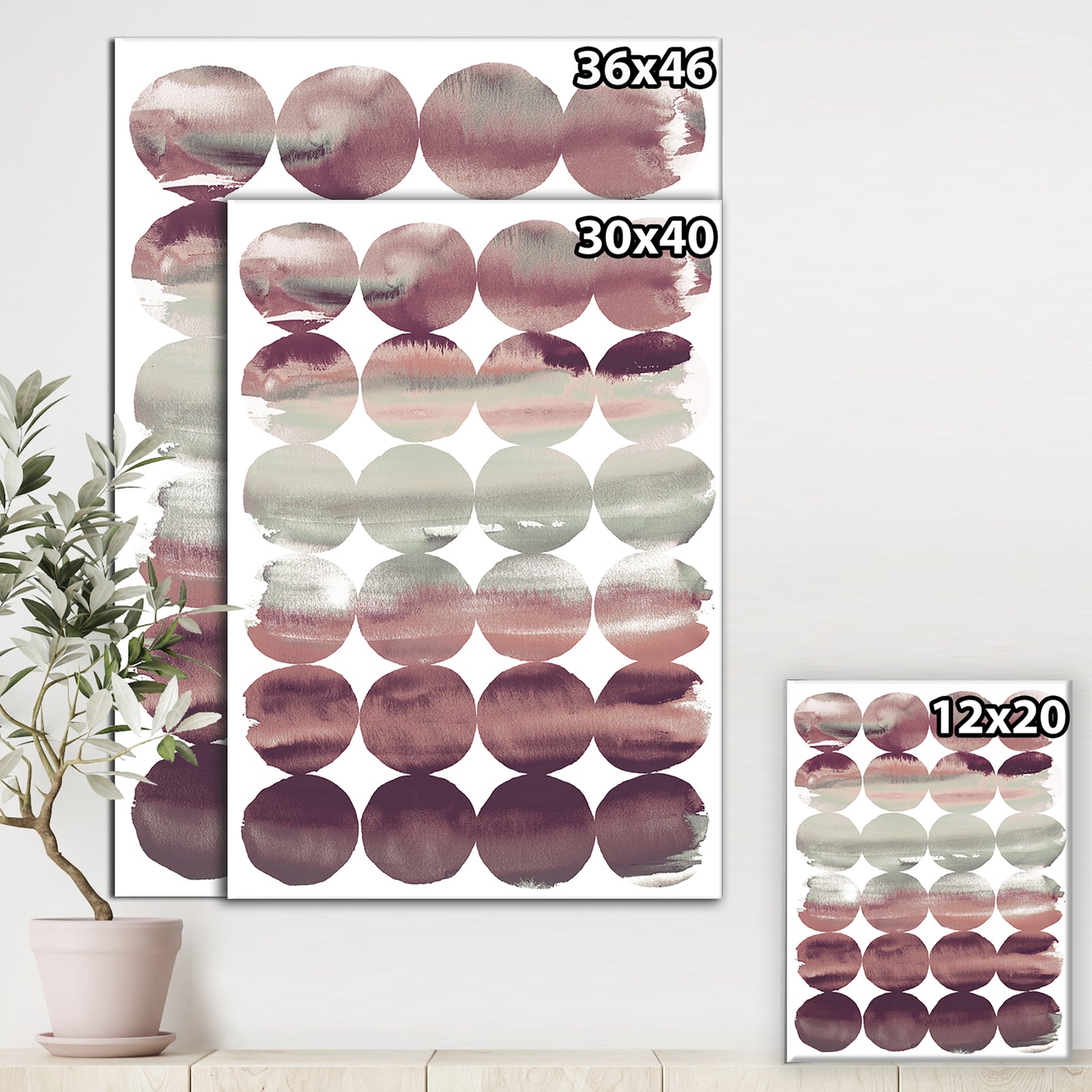 Plum Dots minimal geometric I - Transitional Canvas Art