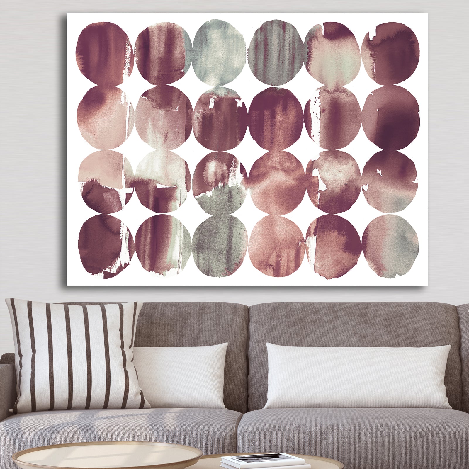 Plum Dots minimal geometric II - Transitional Premium Canvas Wall Art
