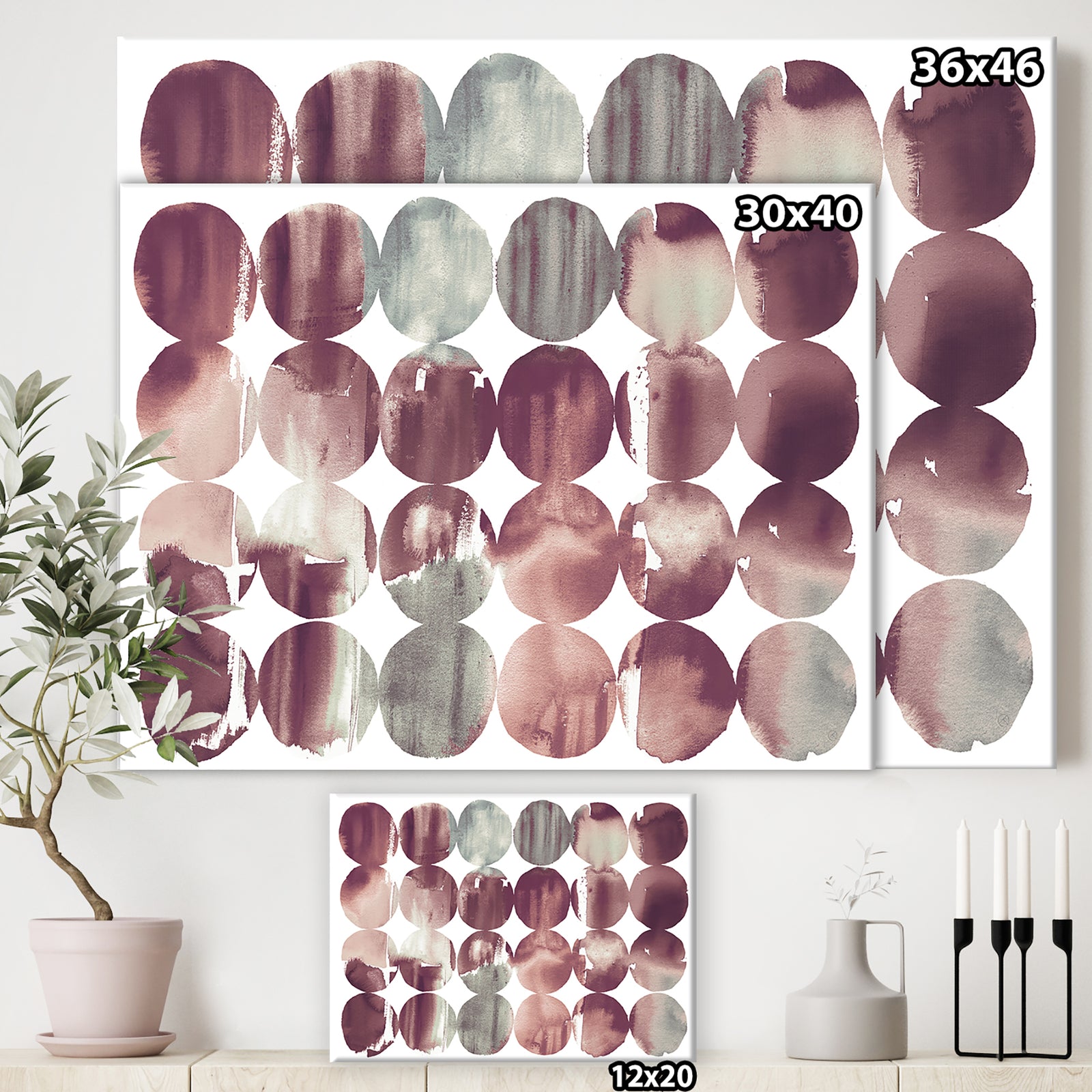 Plum Dots minimal geometric II - Transitional Premium Canvas Wall Art