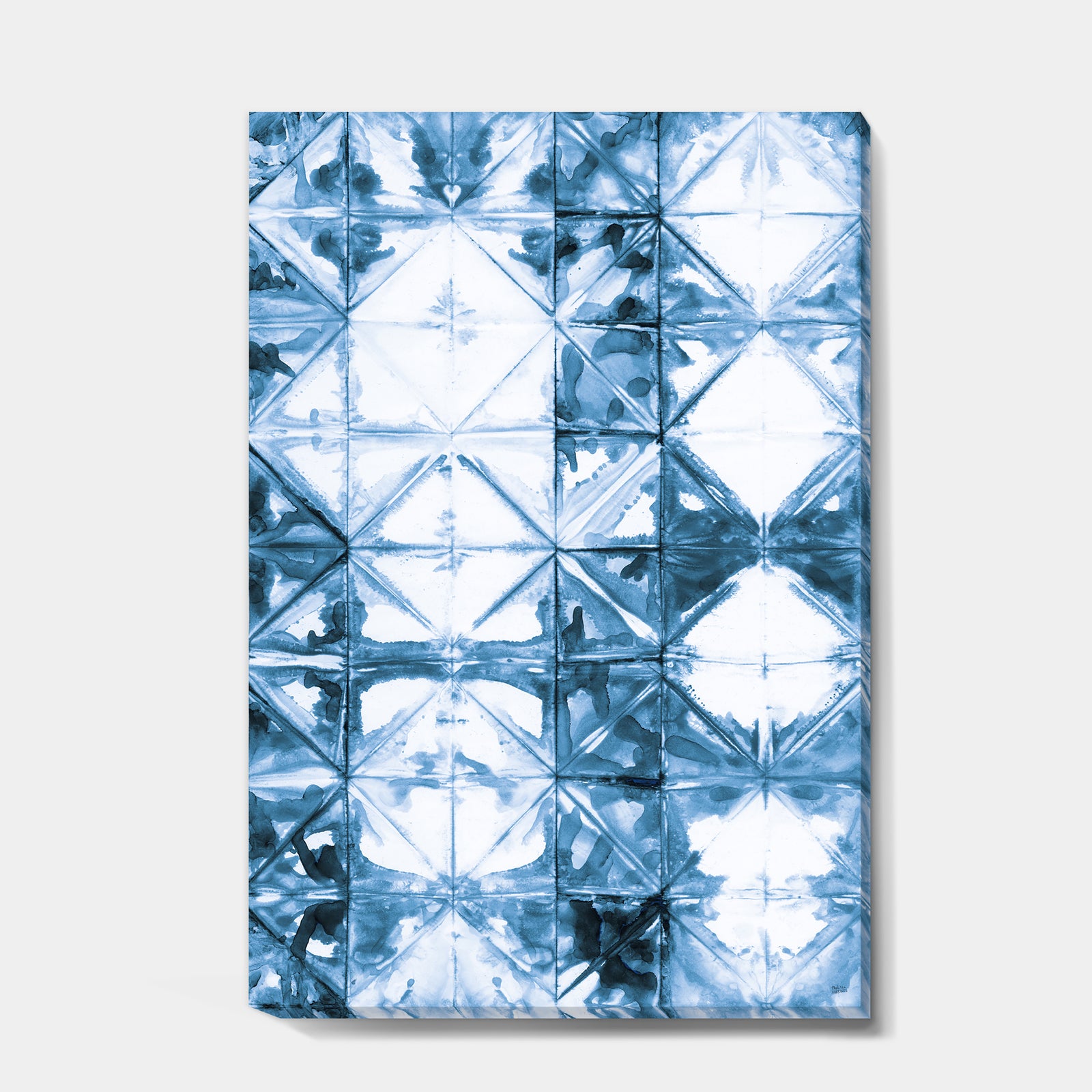 Indigo watercolor geometrical I - Contemporary Gallery-wrapped Canvas
