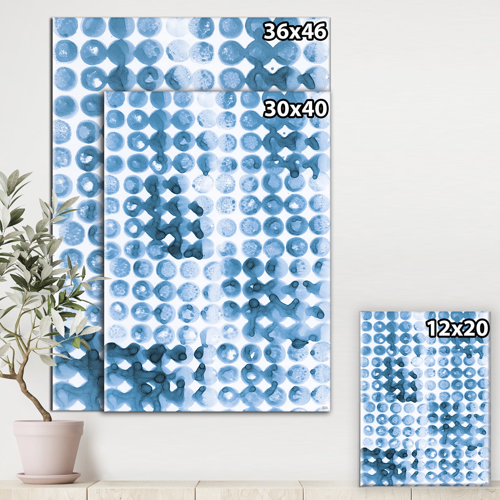 Indigo Watercolor Geometrical II - Canvas Artwork