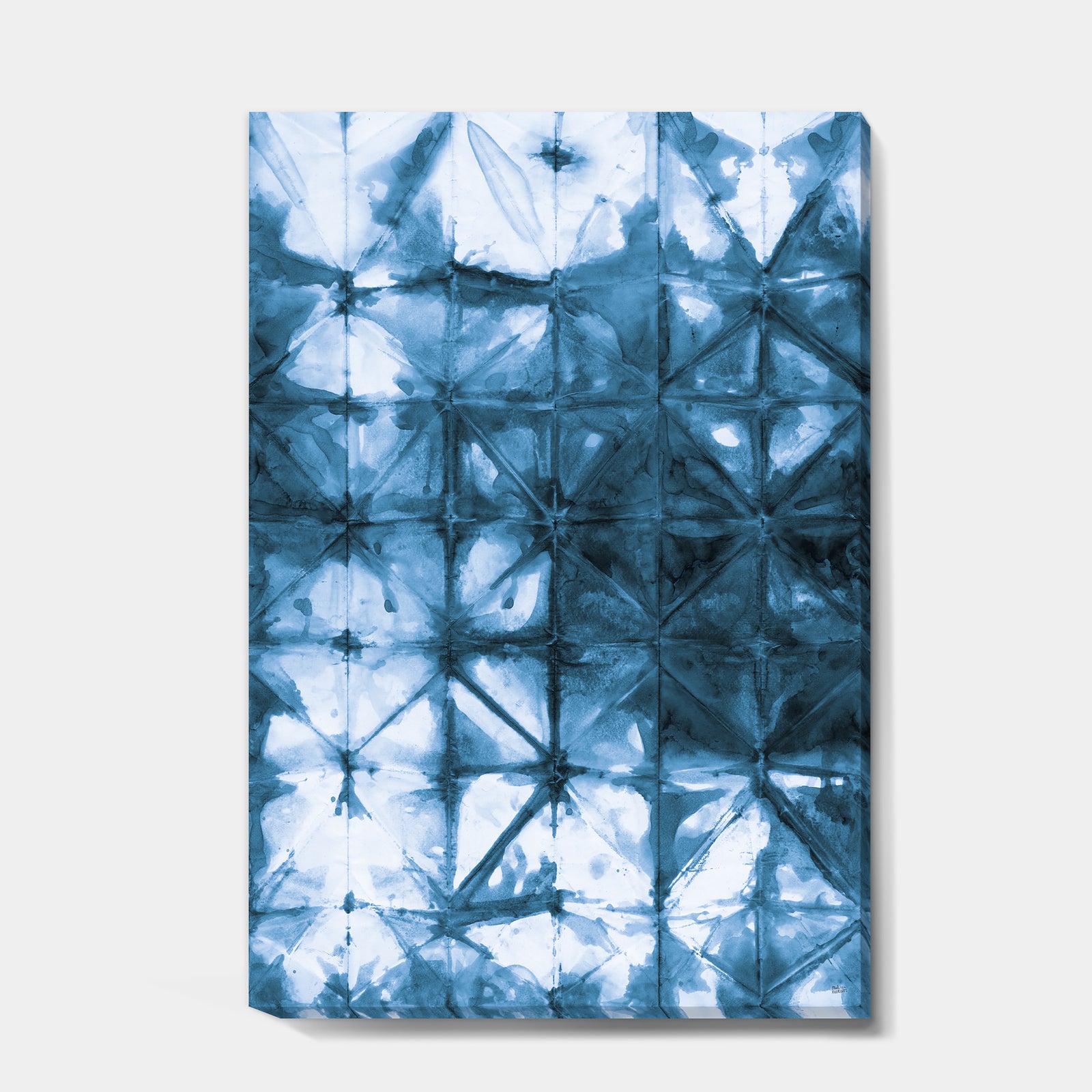 Indigo watercolor geometrical III - Contemporary Canvas Art