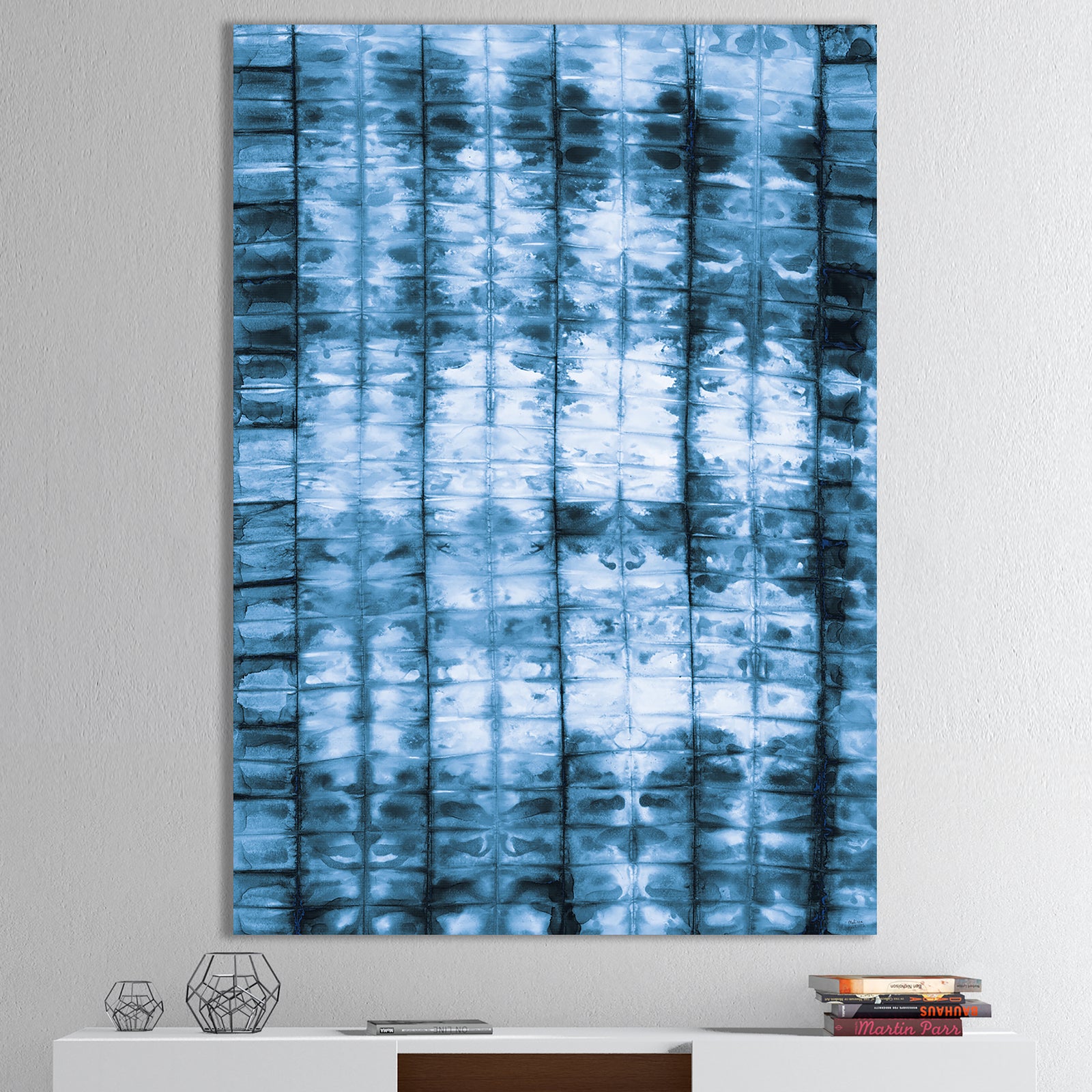 Indigo watercolor geometrical IV - Premium Canvas Wall Art
