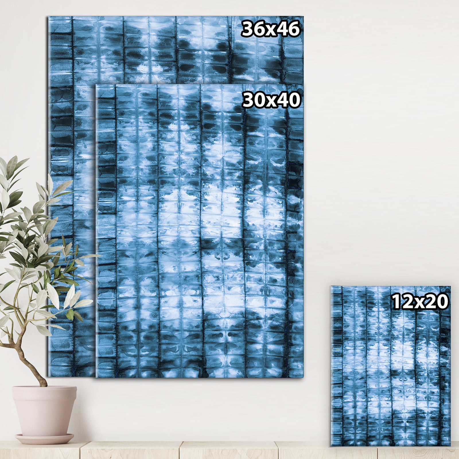 Indigo watercolor geometrical IV - Premium Canvas Wall Art