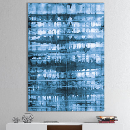 Indigo watercolor geometrical V - Contemporary Gallery-wrapped Canvas