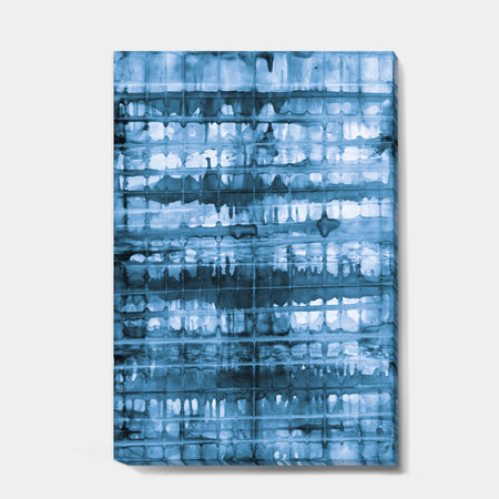Indigo watercolor geometrical V - Contemporary Gallery-wrapped Canvas